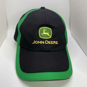 John Deere Hat Black W/ Green Trim Men's Adjustable